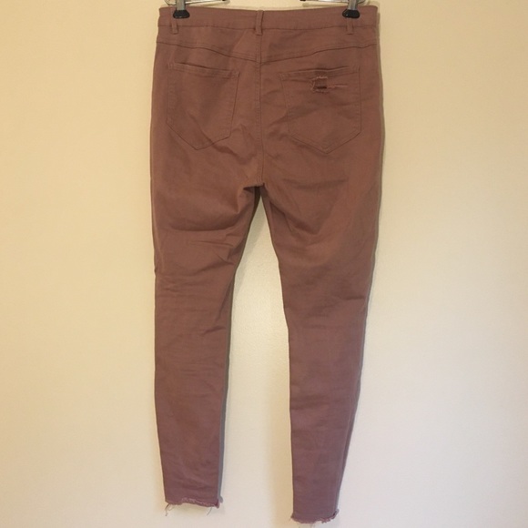 Dusty Pink Distressed Jeggings - Picture 5 of 5